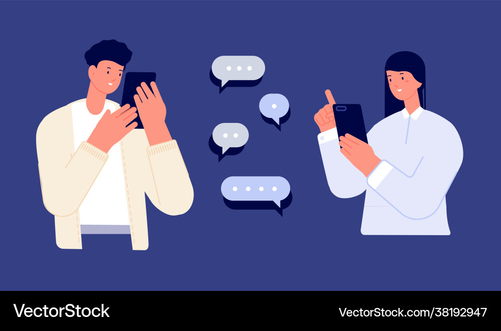 Paar mobile chatten teenagers chat-Feedback Paar mobile chatten teenagers chat-Feedback vektorbild