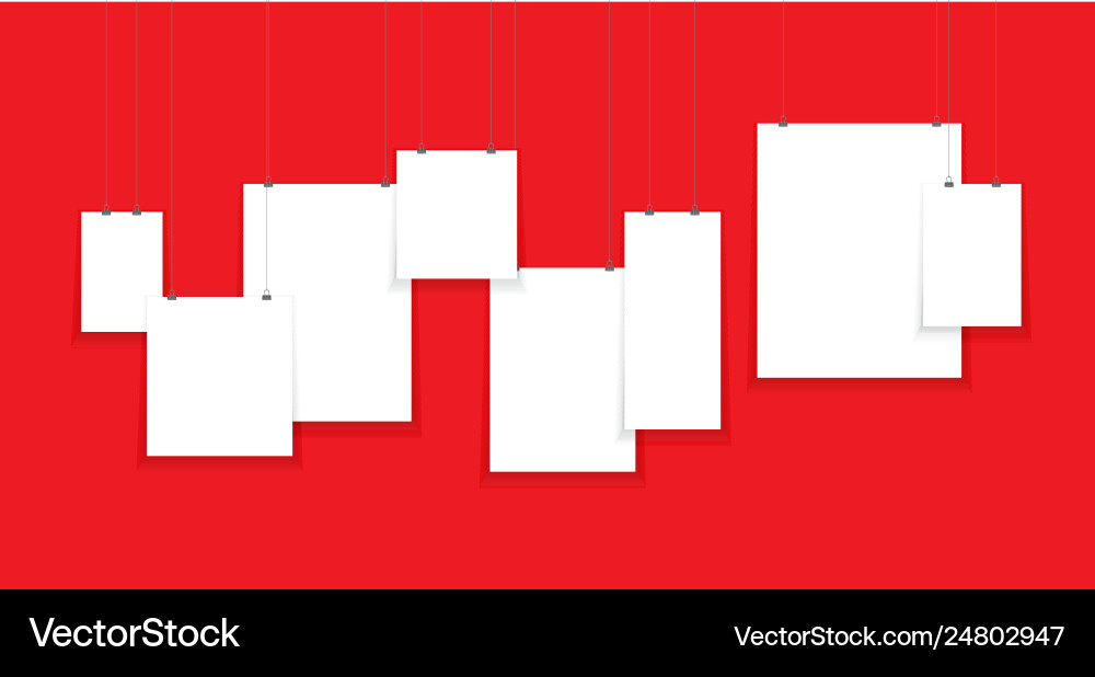 Paper hanging from string black and white Paper hanging from string black and white vector image