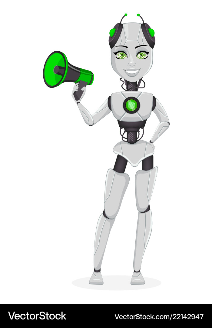 Robot with artificial intelligence female bot Robot with artificial intelligence female bot vector image