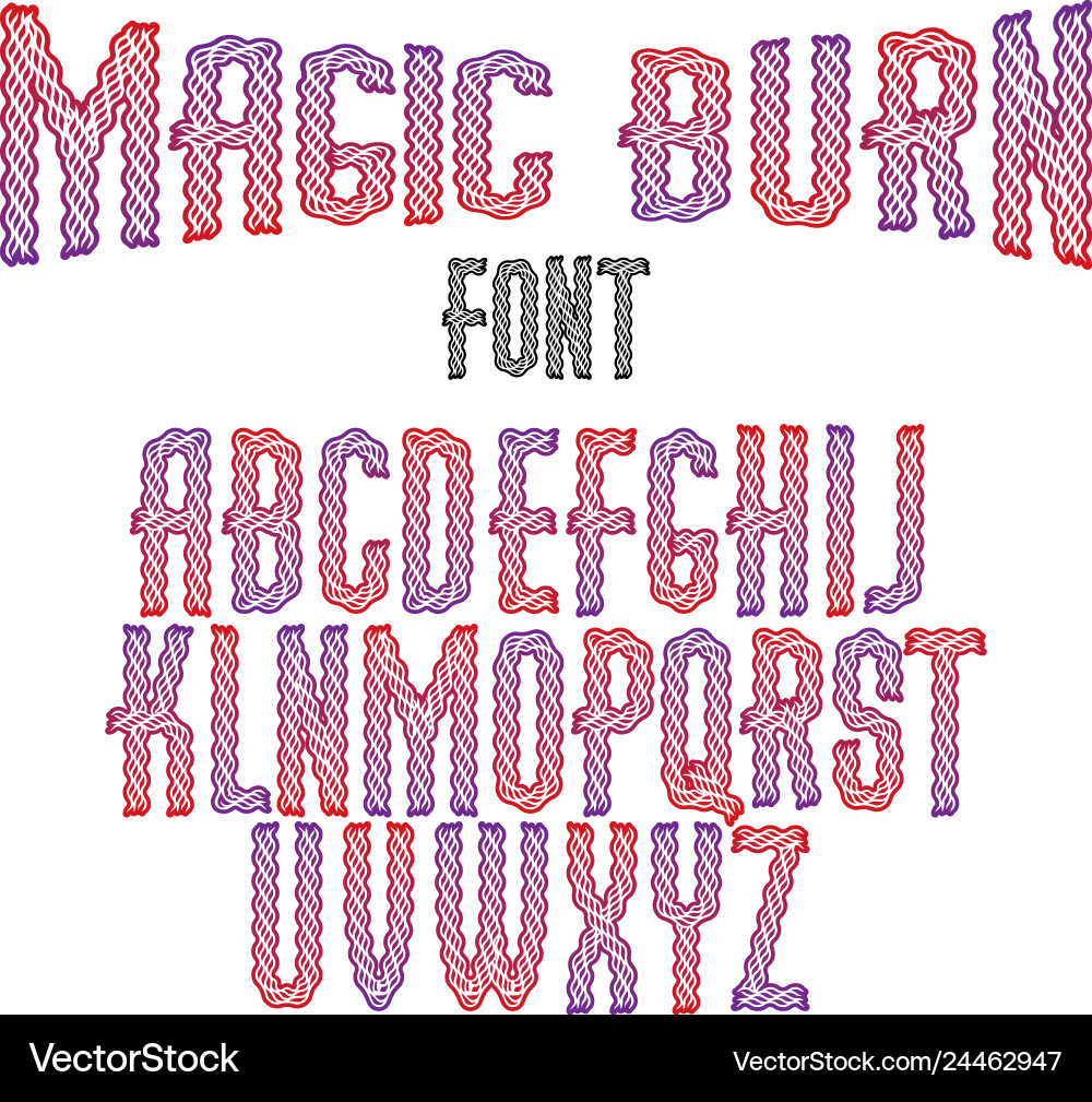 Script from a to z made using burning flame style Script from a to z made using burning flame style vector image
