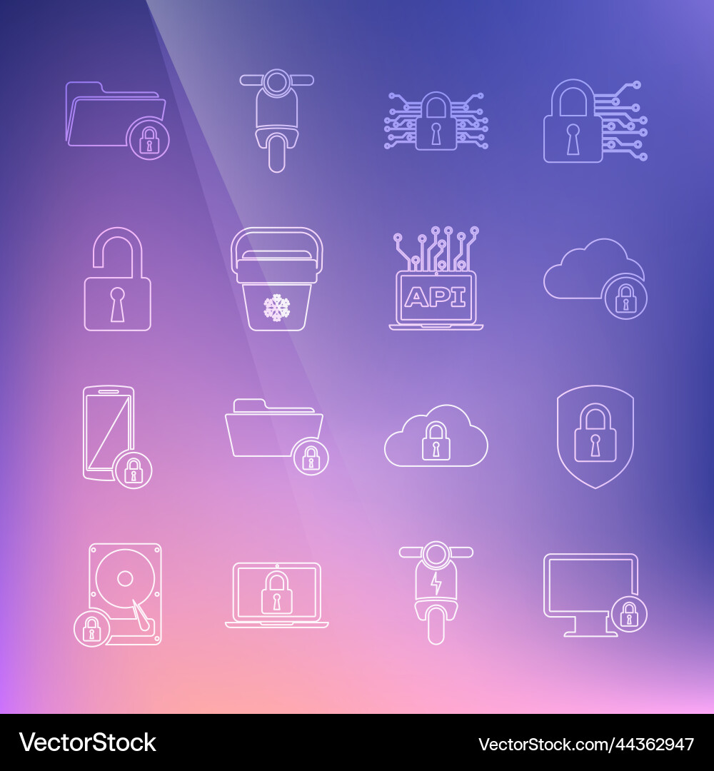 Set line lock on monitor shield security Set line lock on monitor shield security vector image