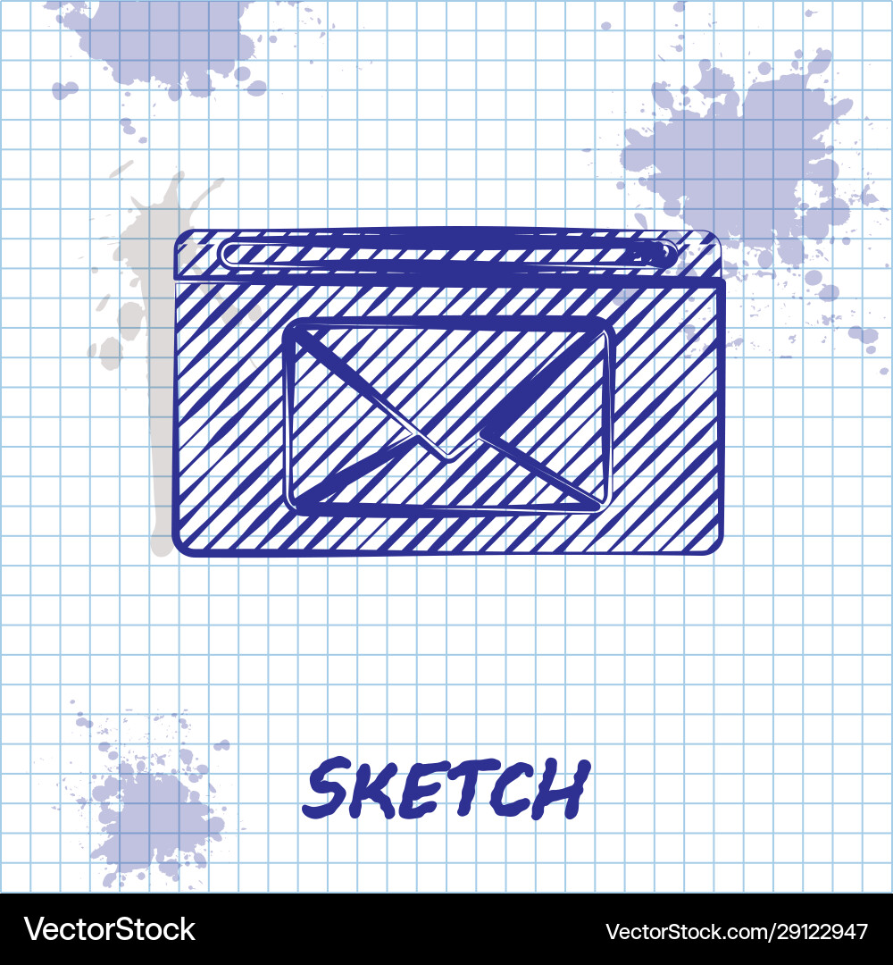 Sketch line mail and e-mail icon isolated on white Sketch line mail and e-mail icon isolated on white vector image