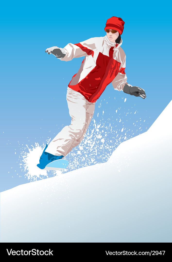 Snowboarder in Action Vector Image