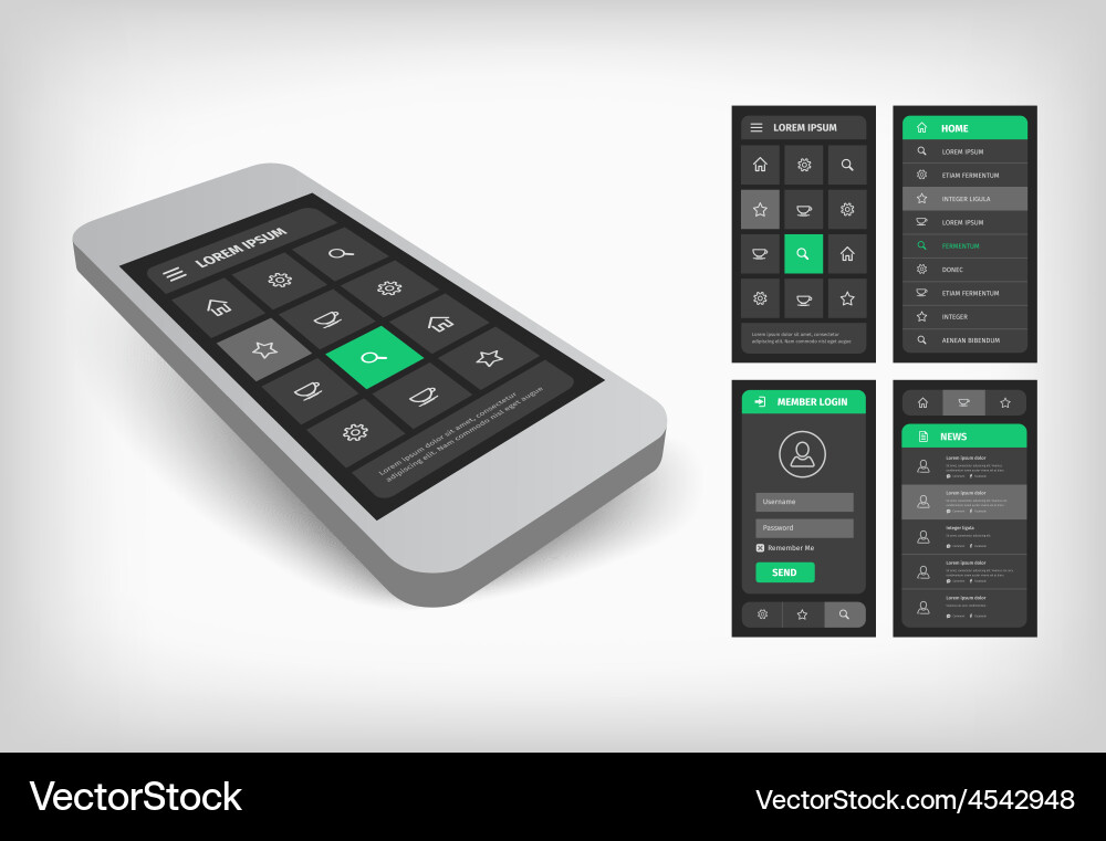3d visualization of green ui design vector image