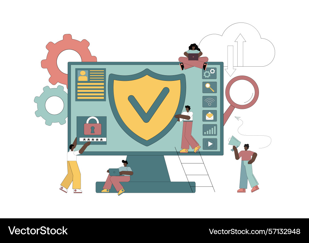 Computer data protection cyber security coding vector image