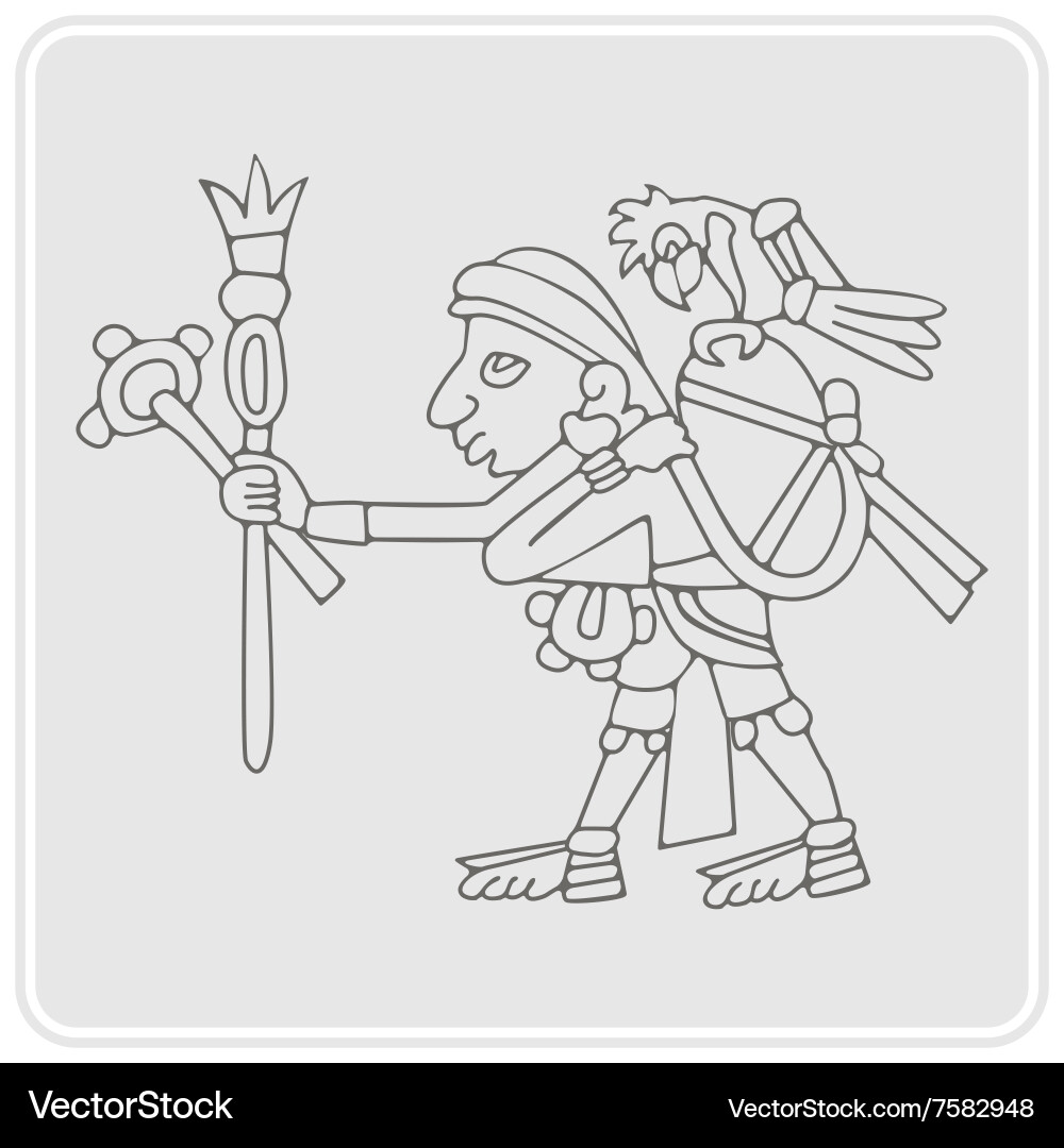 Monochrome icon with symbols from aztec codices Monochrome icon with symbols from aztec codices vector image