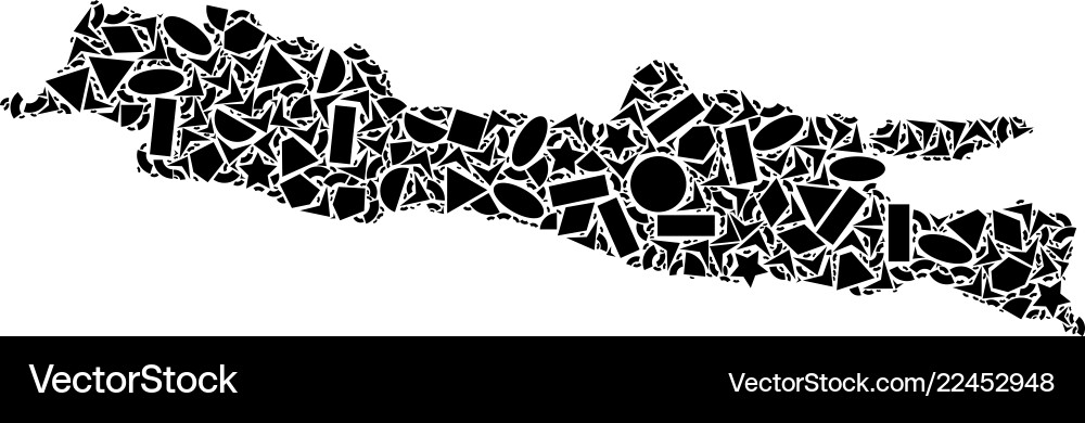 Mosaic map of java island geometric figures vector image