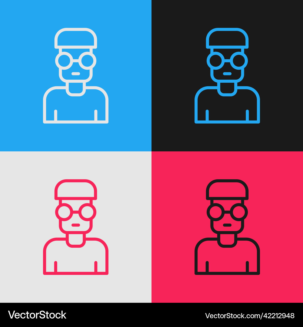 Pop art line nerd geek icon isolated on color Vector Image