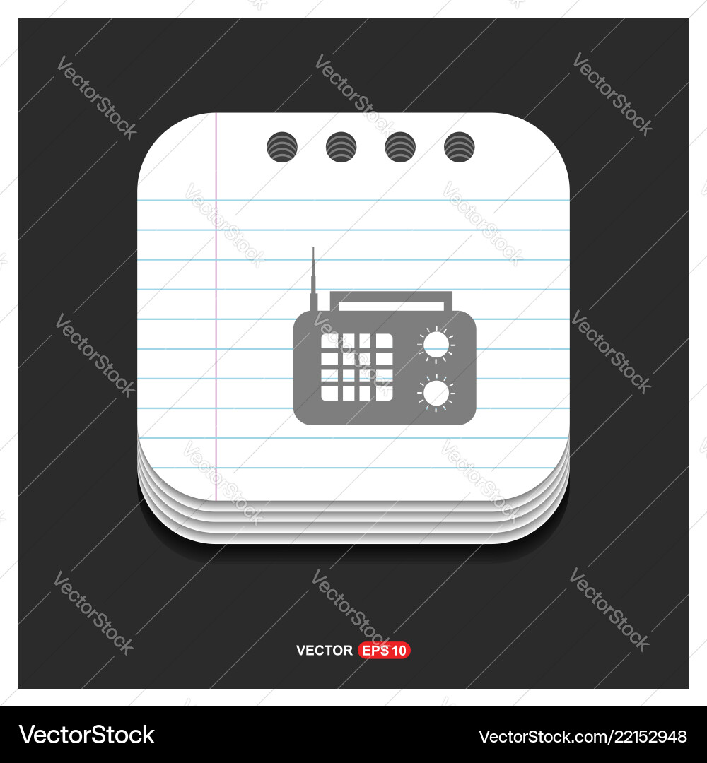 Radio icon gray on notepad style template Vector Image