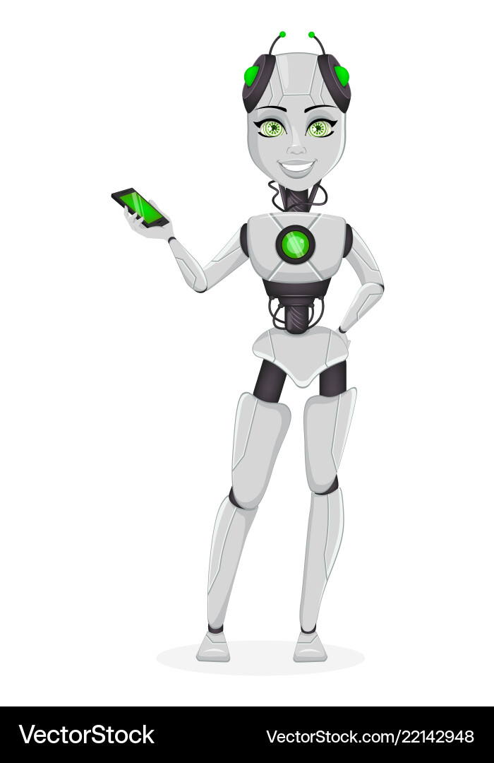 Robot with artificial intelligence female bot Robot with artificial intelligence female bot vector image