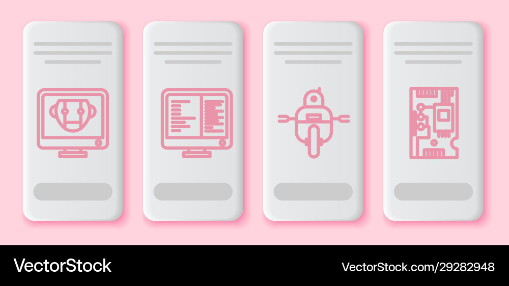 Set line bot computer monitor screen robot Set line bot computer monitor screen robot Vector Image