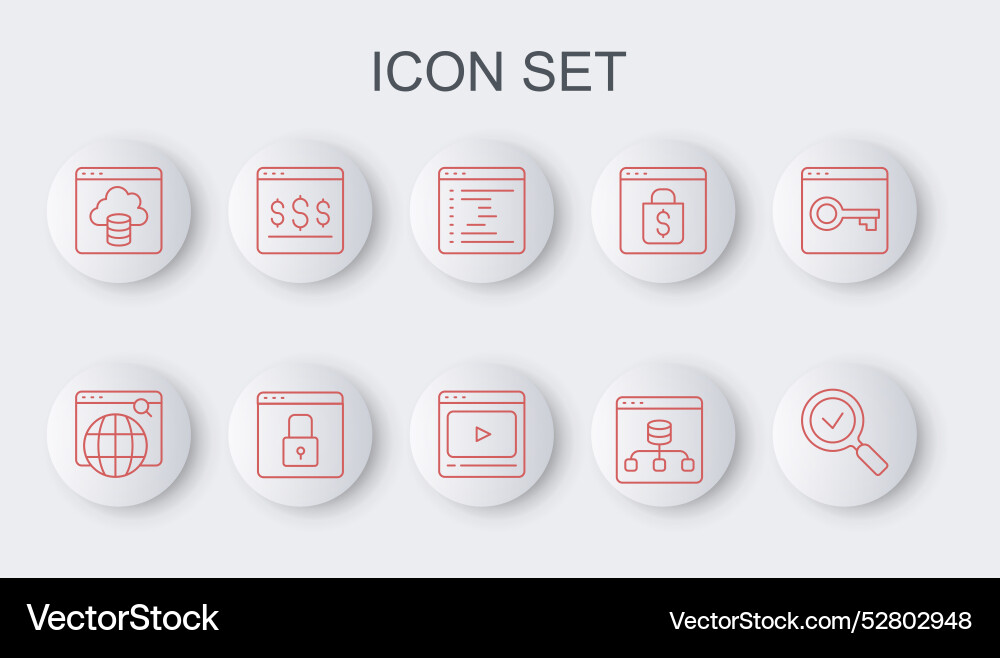 Set line magnifying glass with check mark browser Set line magnifying glass with check mark browser vector image