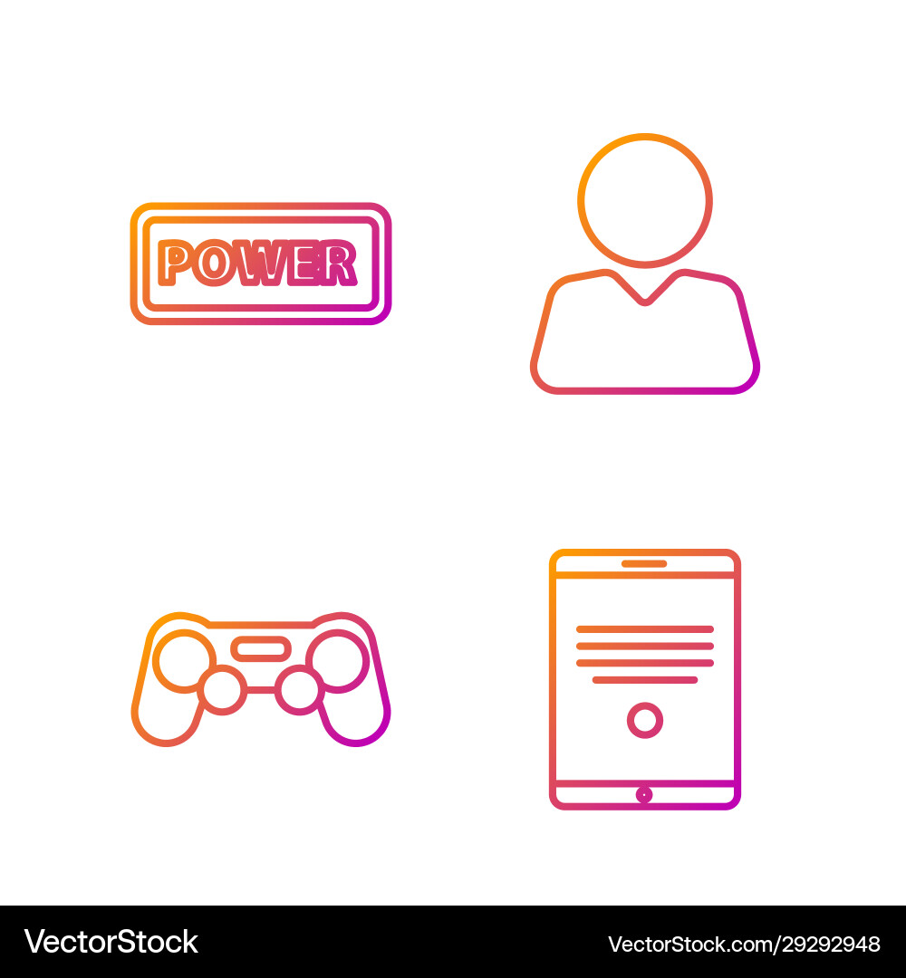 Set line tablet gamepad power button and add Set line tablet gamepad power button and add vector image