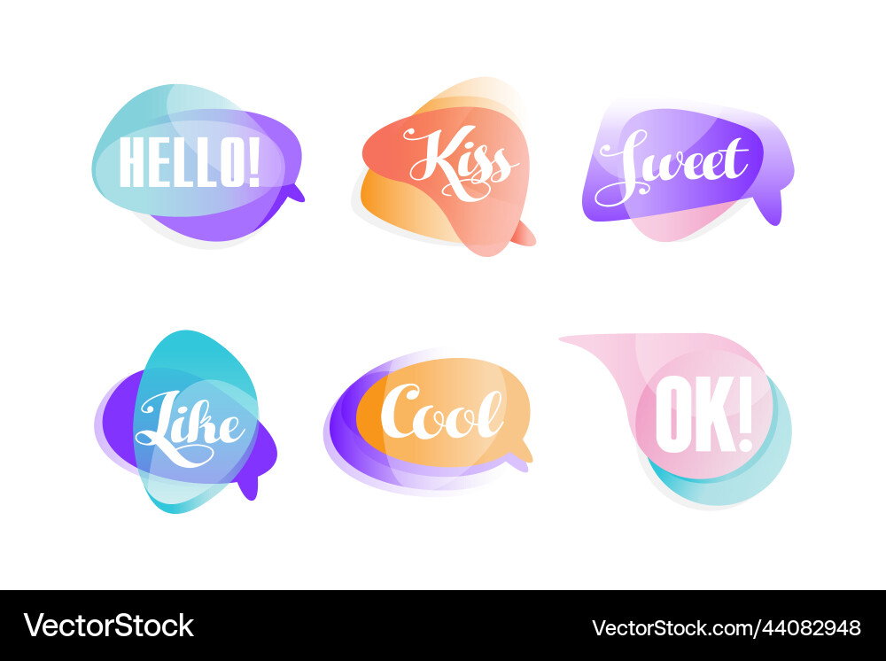 Set of talk expressions in speech bubbles hello Set of talk expressions in speech bubbles hello vector image