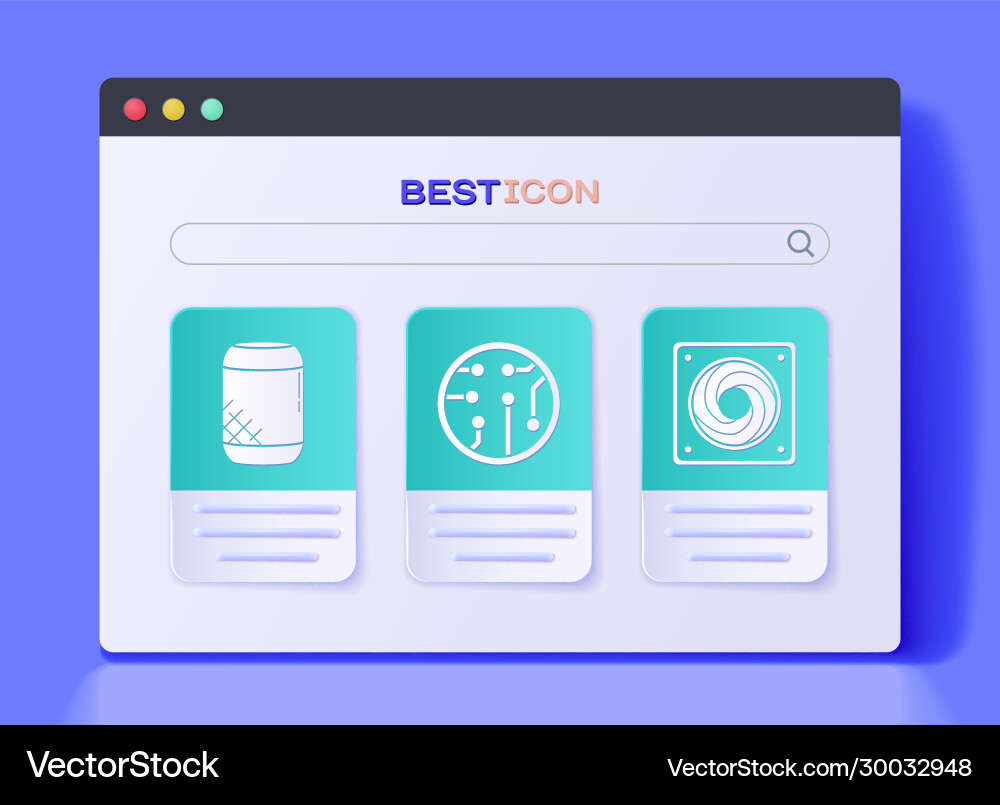 Set processor voice assistant and computer cooler Set processor voice assistant and computer cooler vector image