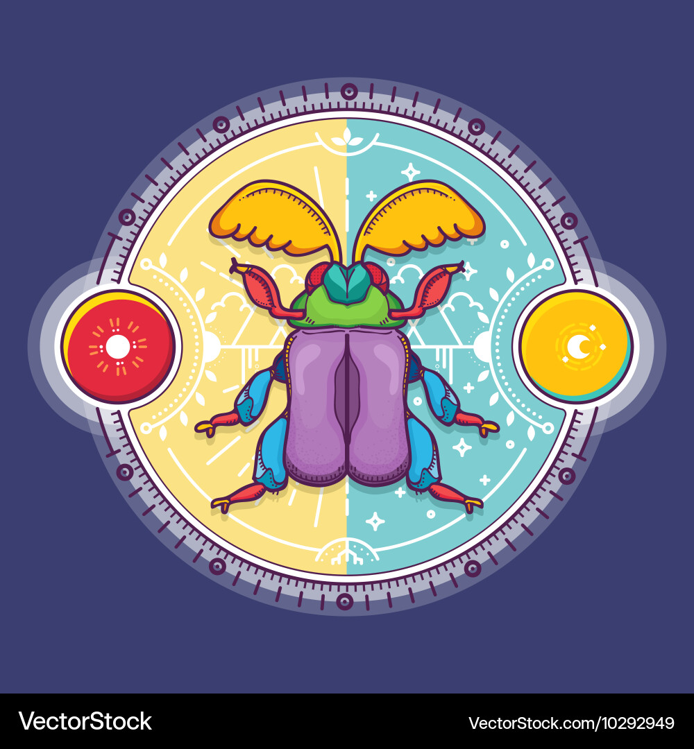 Beetle bug design elements with line graphic vector image
