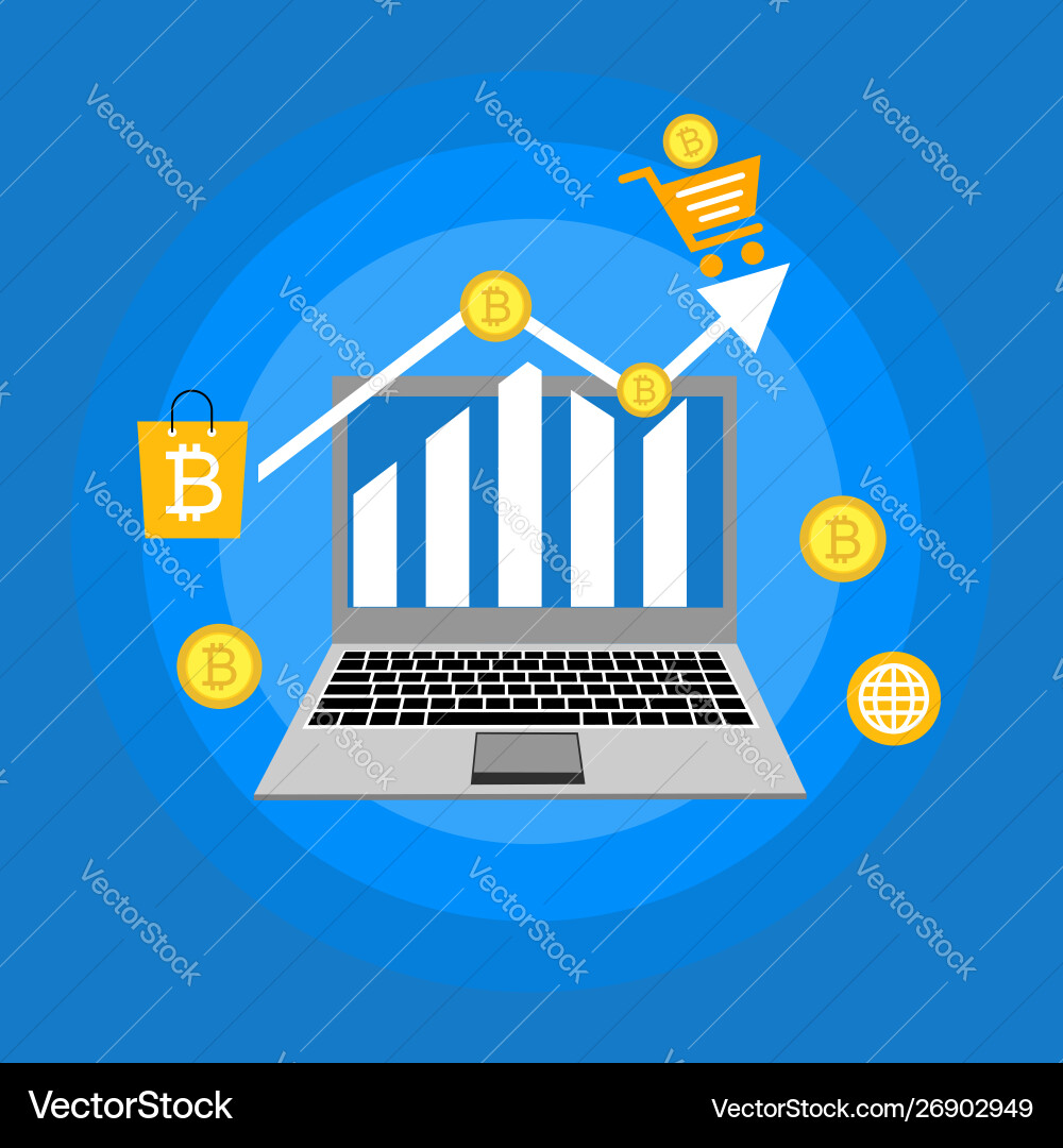 Blockchain scheme mining crypto currency server vector image