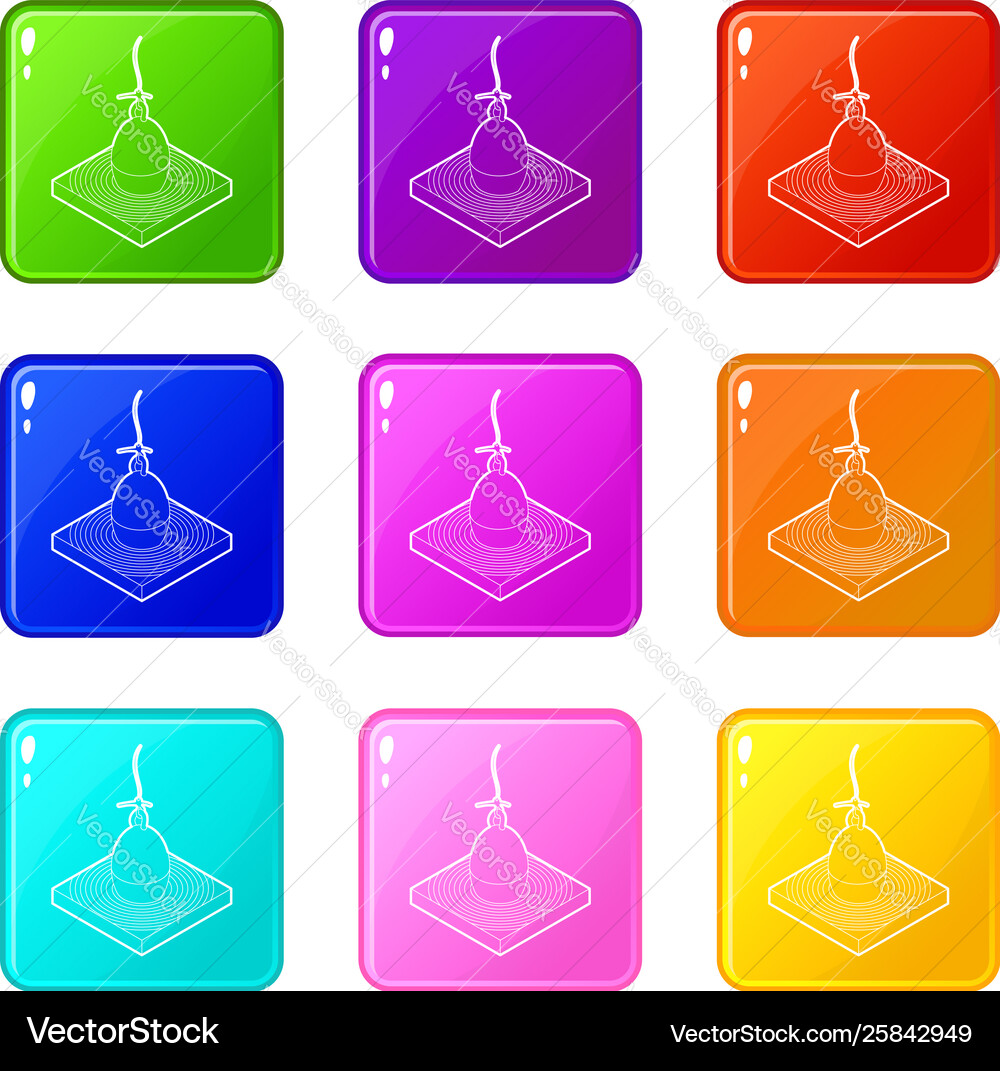 Bobber icons set 9 color collection vector image