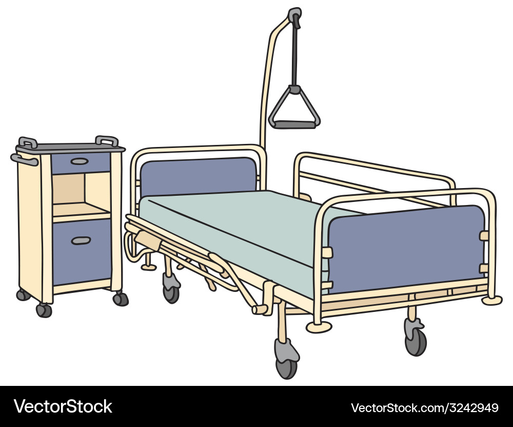 Cartoon Hospital Bed with Side Rail – Royalty-Free Vector | VectorStock, image size:1000x831