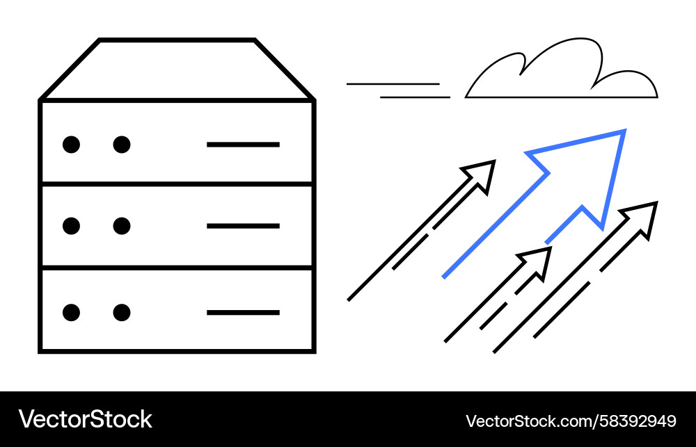 Cloud Data Migration Server Stack Vector Image