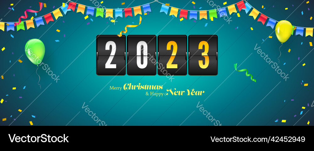Countdown clock with numbers 2023 new year poster Countdown clock with numbers 2023 new year poster vector image
