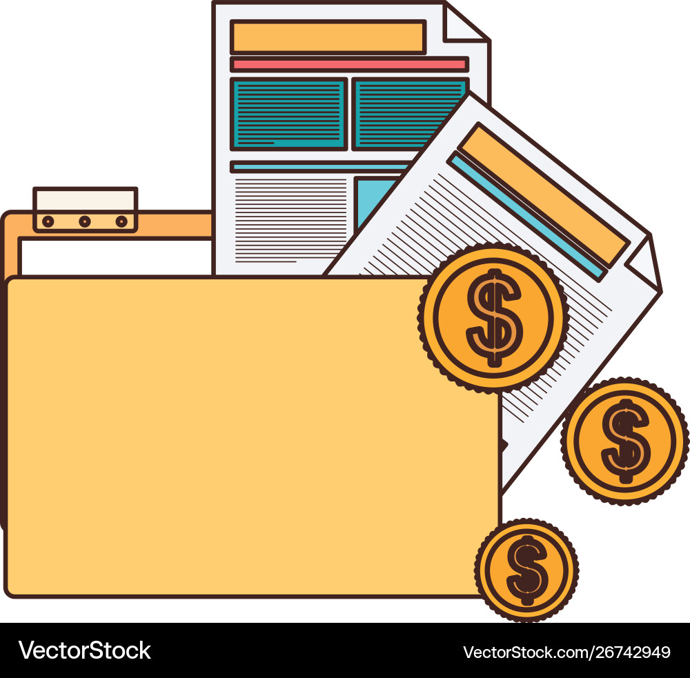 Folder with office objects on white background Folder with office objects on white background Vector Image