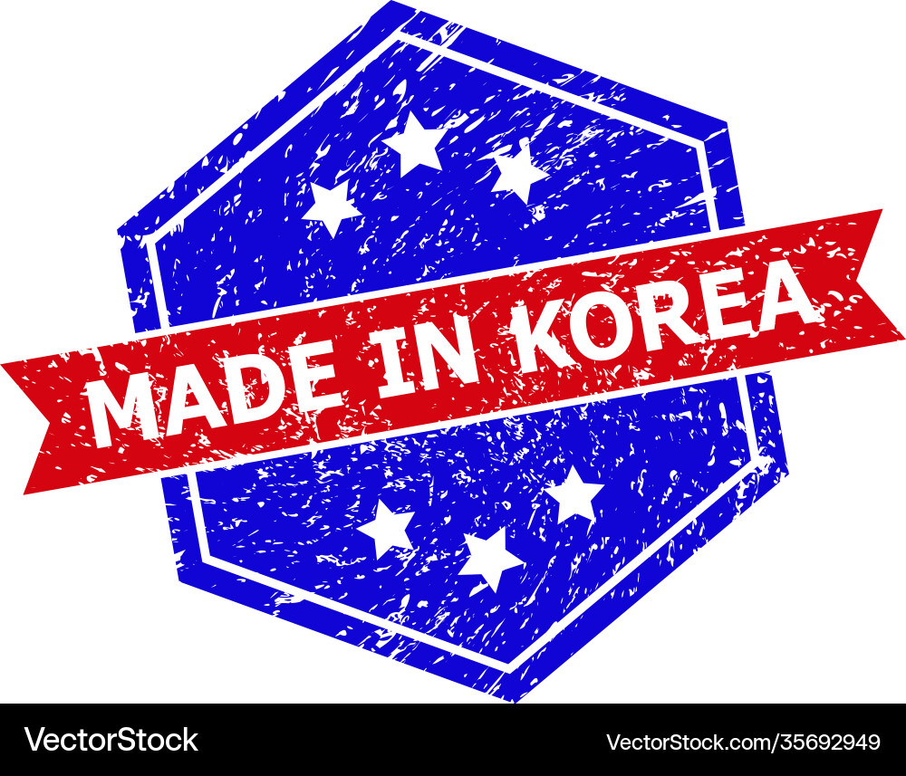 Hexagonal bicolor made in korea watermark Hexagonal bicolor made in korea watermark vector image