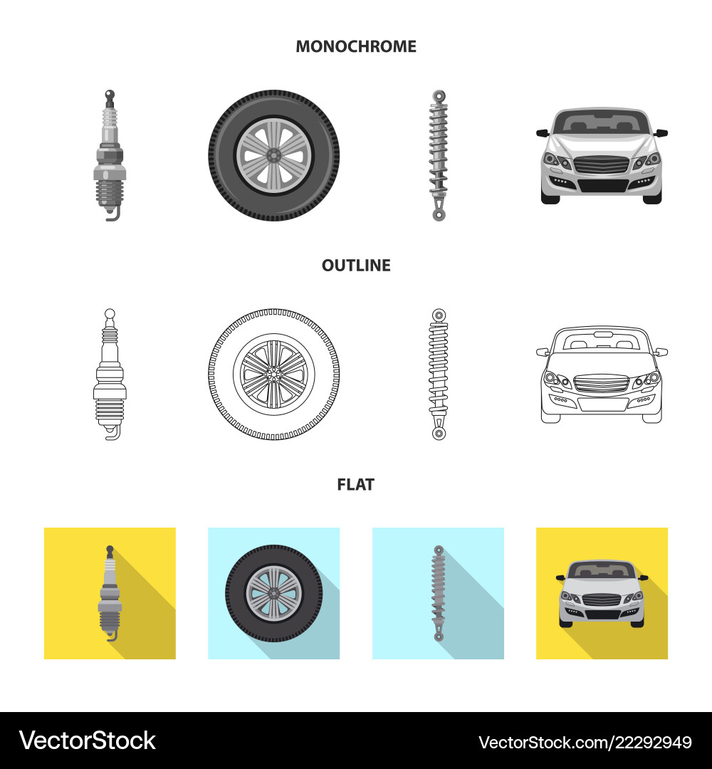Isolated object of auto and part symbol set Isolated object of auto and part symbol set vector image