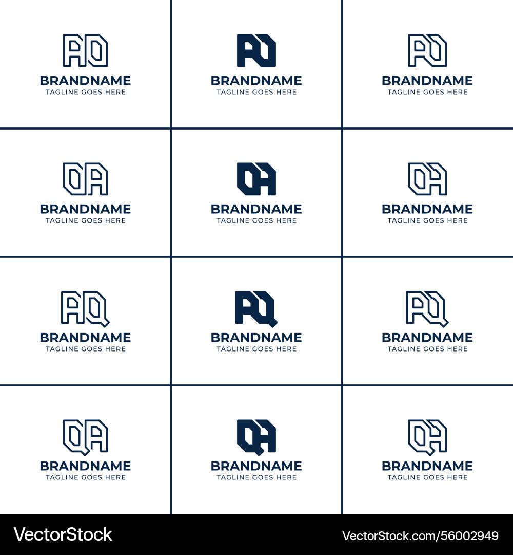 Letters ao oa aq qa monogram logo set suitable vector image
