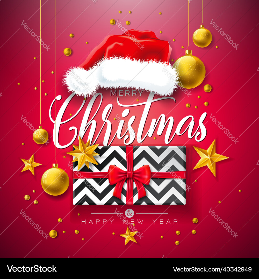 Merry christmas with gift box santa Merry christmas with gift box santa vector image