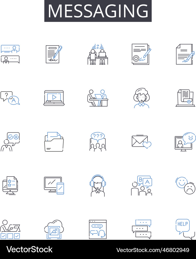 Messaging line icons collection chatting Messaging line icons collection chatting vector image
