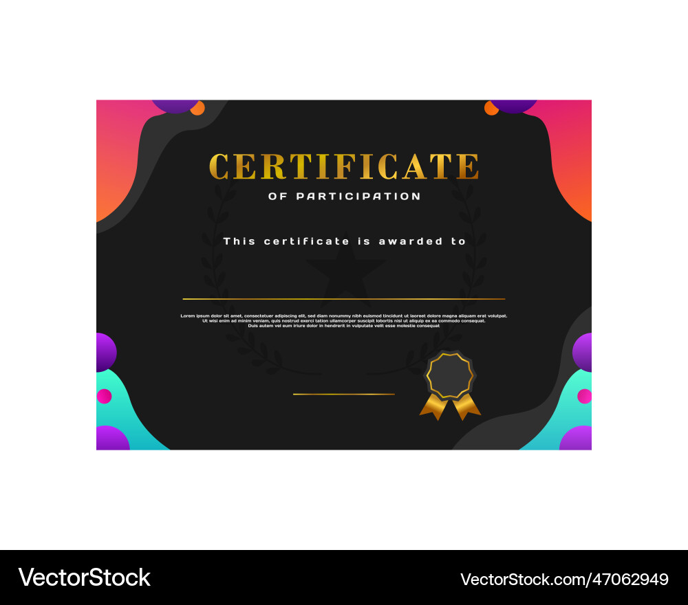 Modern certificate template with abstract fluid vector image