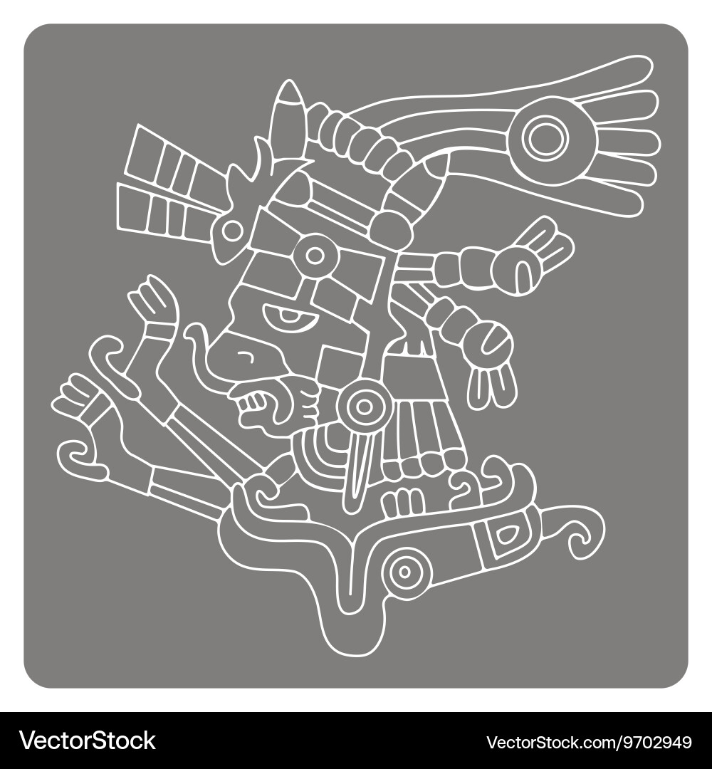 Monochrome icon with symbols from aztec codices Vector Image