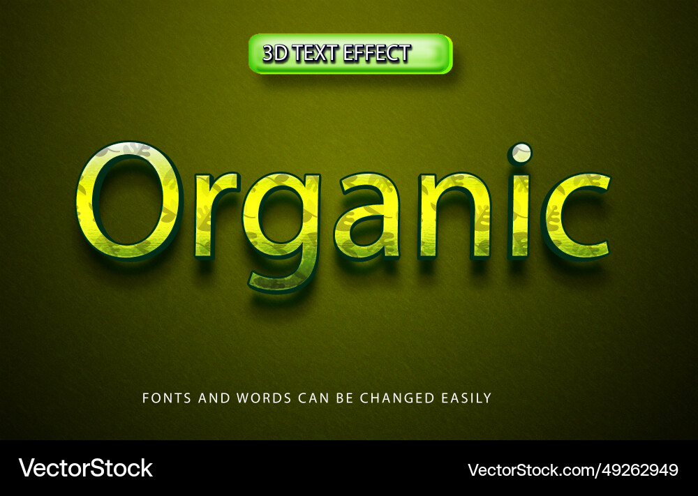 Organic 3d editable text effect style Vector Image