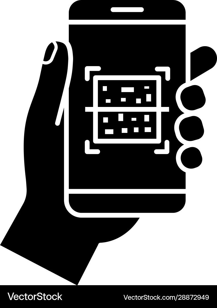 Qr-Code Smartphone-Scanner Glyph-Symbol Qr-Code Smartphone-Scanner Glyph-Symbol vektorbild