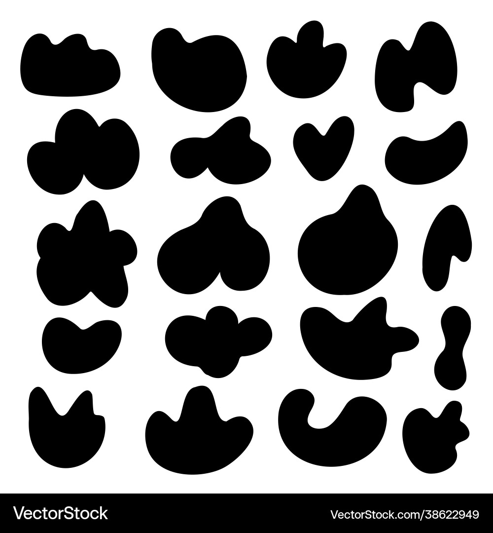 Random organic round spot blob pebble shape set Vector Image