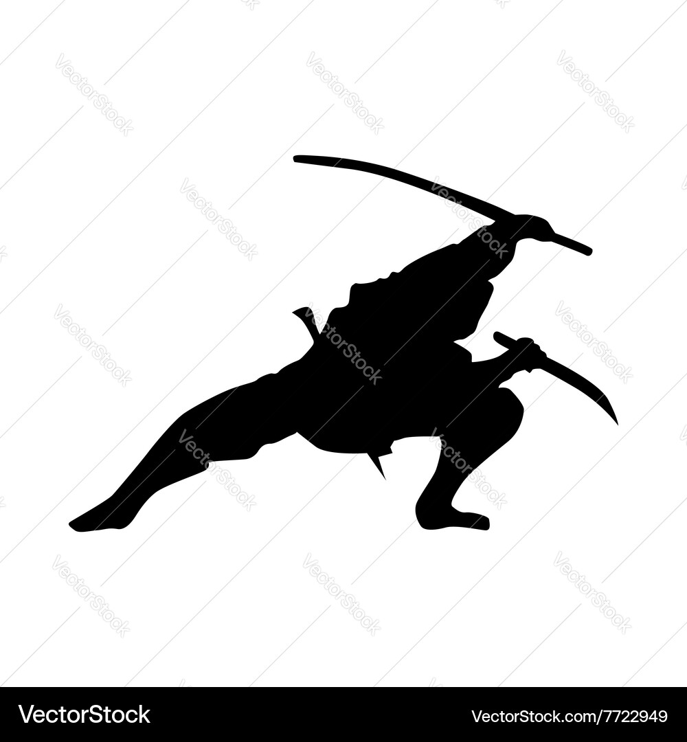 Samurai silhouette black vector image