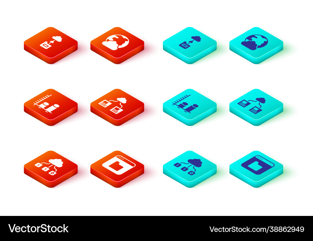 Set cloud technology data transfer browser files Vector Image