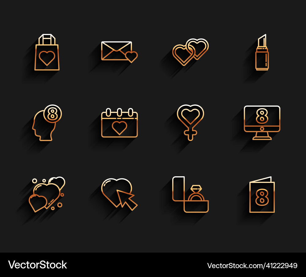 Set line heart and cursor click shopping bag Set line heart and cursor click shopping bag vector image