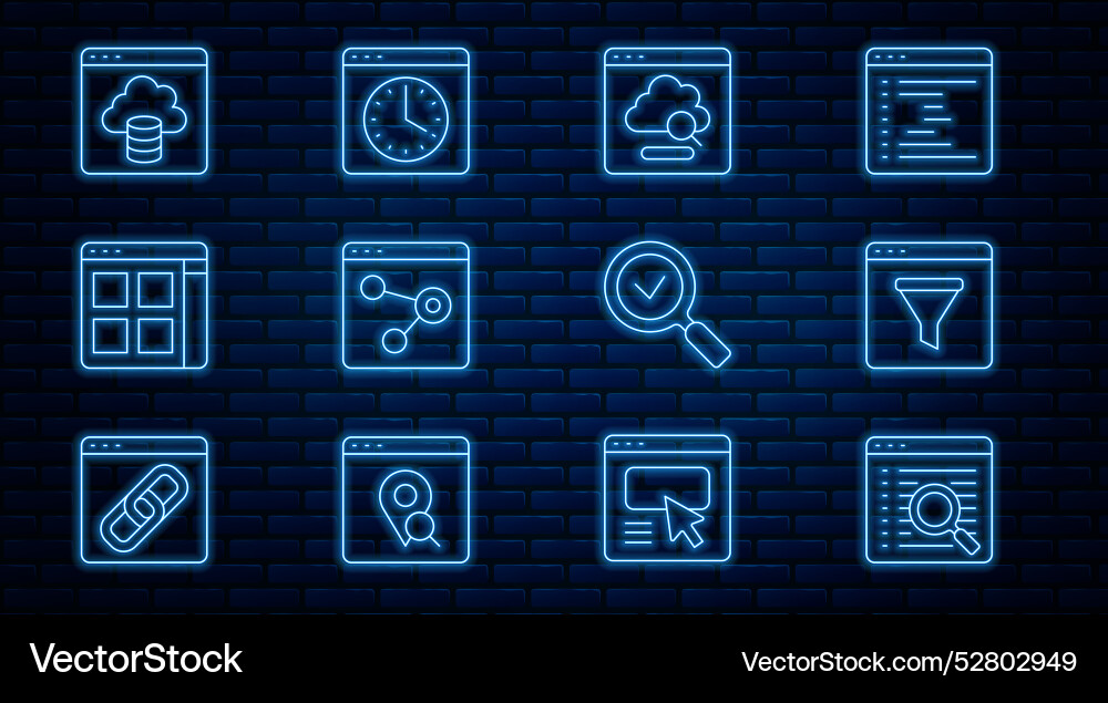 Set line search engine browser window cloud vector image
