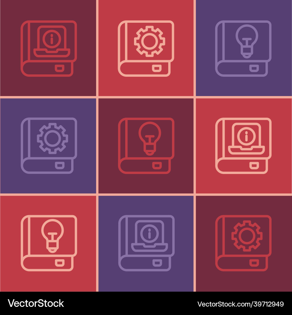 Set line user manual and icon Set line user manual and icon Vector Image