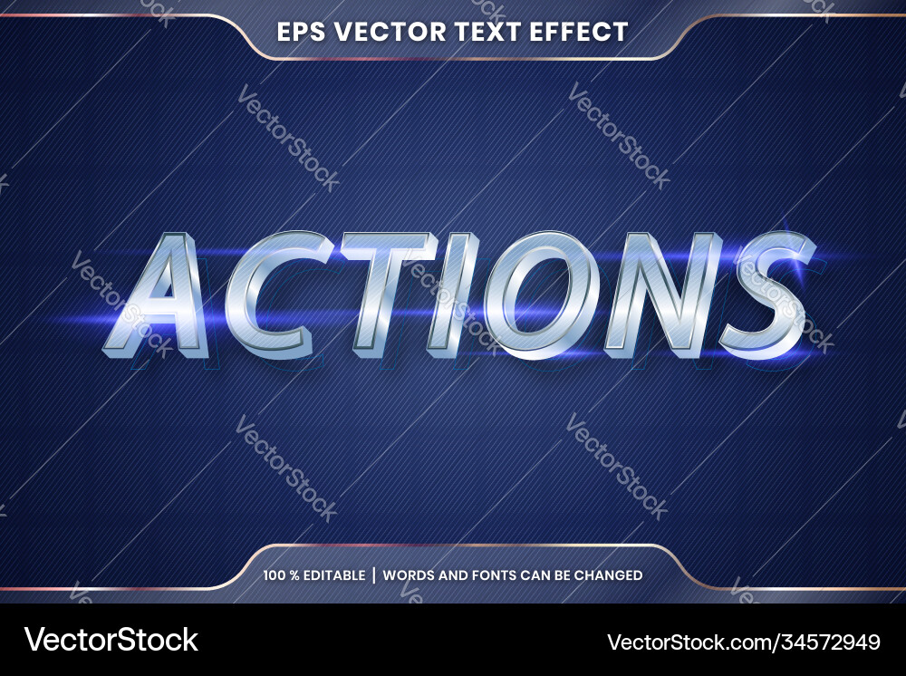 Text effect in 3d actions words font styles theme Text effect in 3d actions words font styles theme vector image