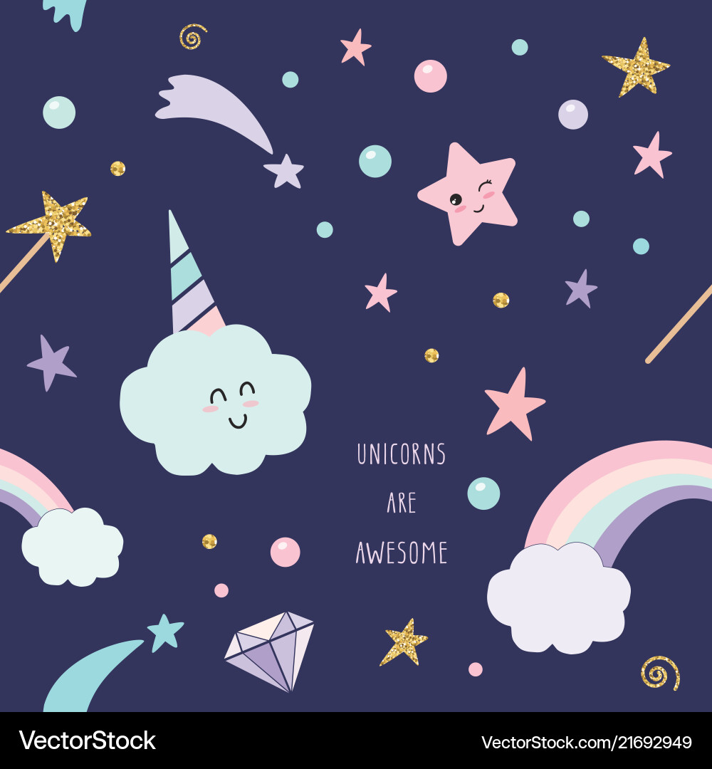 Unicorn Magic Seamless Pattern vector image