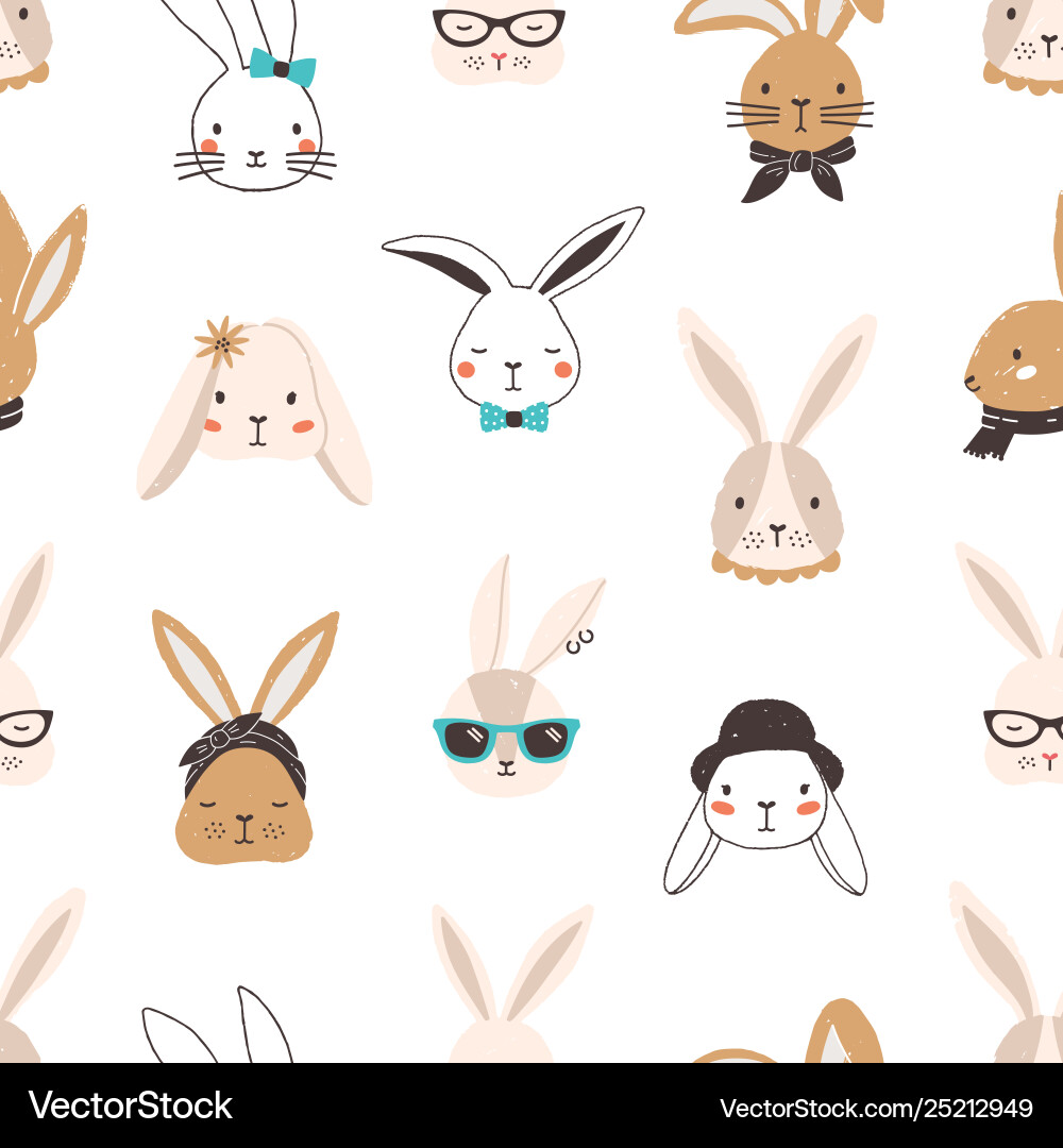 Whimsical Bunny Pattern Vector Image