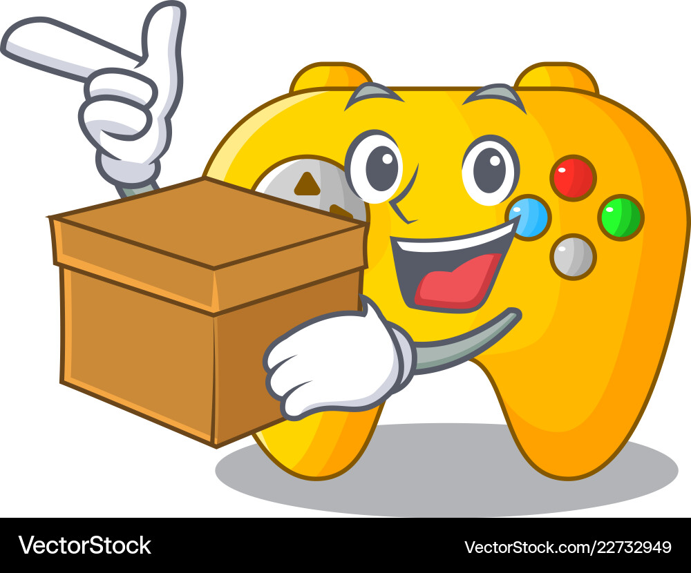 With box video game controller shaped on charcter With box video game controller shaped on charcter vector image