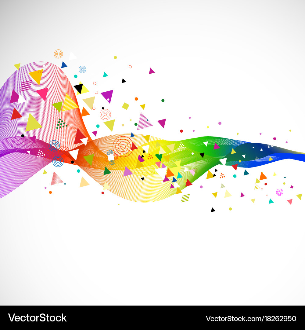 Abstract colorful flow wave and various triangle Vector Image