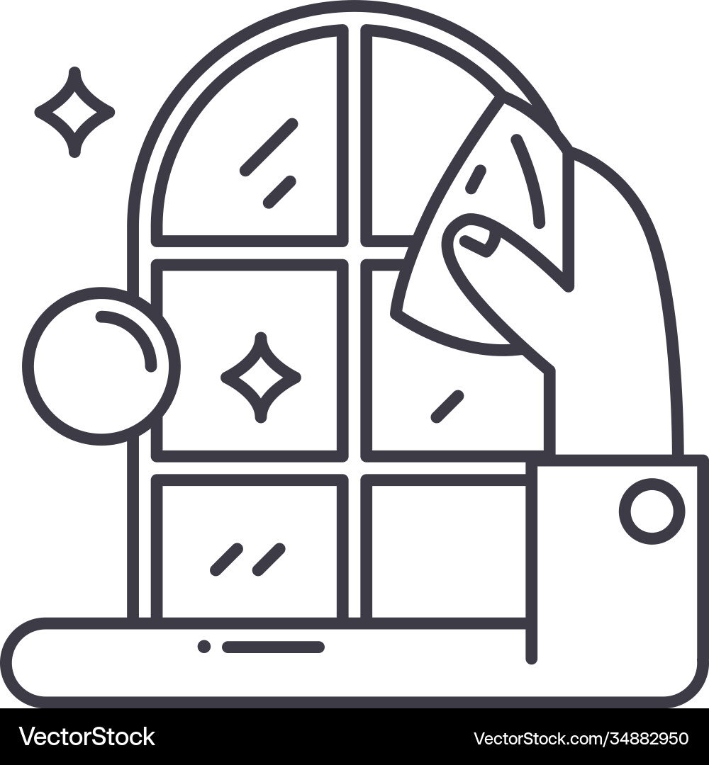 Clean window concept icon linear isolated Clean window concept icon linear isolated vector image