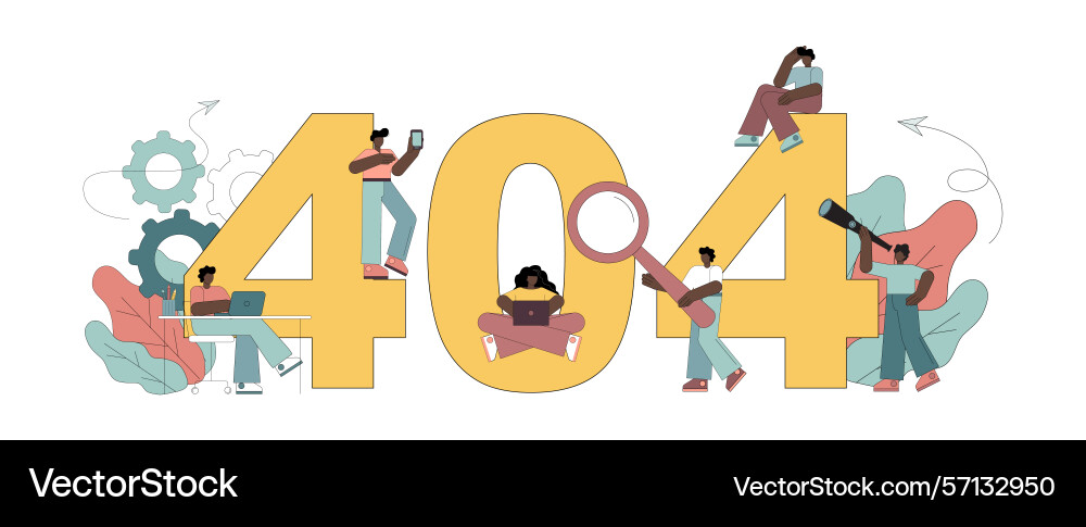 Concept 404 error page not found site Concept 404 error page not found site Vector Image
