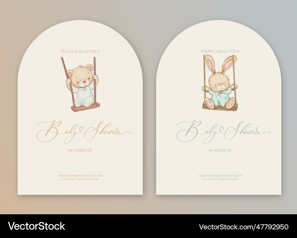 Cute baby shower watercolor invitation card Cute baby shower watercolor invitation card vector image