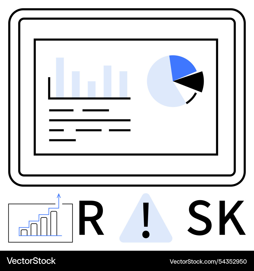 Data analysis on tablet with risk management Vector Image